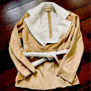 Pure Simple Natural Suede Pea Coat Size M